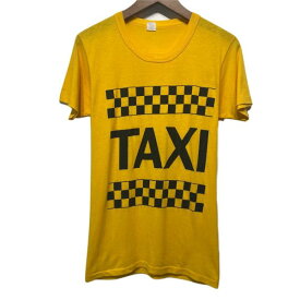 Tシャツ　90’s vintage　半袖　カットソー　トップス　クルーネック　TAXI　プリント　フロントプリント　シングルステッチ　USA製　古着