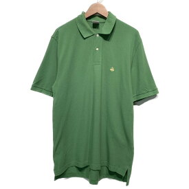 Brooks Brothers　ポロシャツ　半袖　シャツ　トップス　ハーフボタン　サイドスリット　ワンポイント　ブランドロゴ　刺しゅう　ビッグサイズ　無地　古着