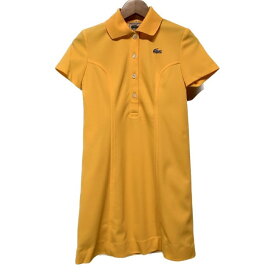 ★ポイント10倍！ 24日20:00~27日9:59★ CHEMISE LACOSTE　ポロシャツワンピ　ワンピース　70's vintage　ミニ丈　レギュラーカラー　無地　銀ワニ　文字ワニ　ヴィンテージ　フレンチラコステ　古着