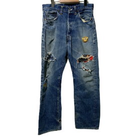 【中古】　Levi's　デニムパンツ　90s vintage　90年代　99年製　501　刻印555　バレンシア工場　ボタンフライ　ワッペン　リメイク　USA製　アメカジ　古着