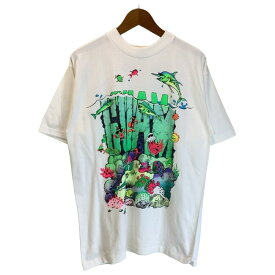 【中古】　YORKER　Tシャツ　90s vintage　90年代　OLD　(C)YORKER　半袖　トップス　クルーネック　魚　フィッシュ　USA製　古着