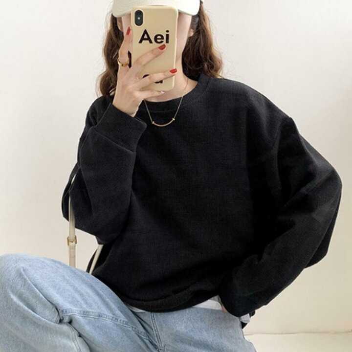 楽天市場】ワッフル パーカー ロングtシャツ レディース tシャツ 