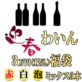 お正月福袋 3万円分5本お届け 上質なワイン福袋 送料無料　わいん ふくぶくろ ※北海道・東北地区は、別途送料1000円が発生します。