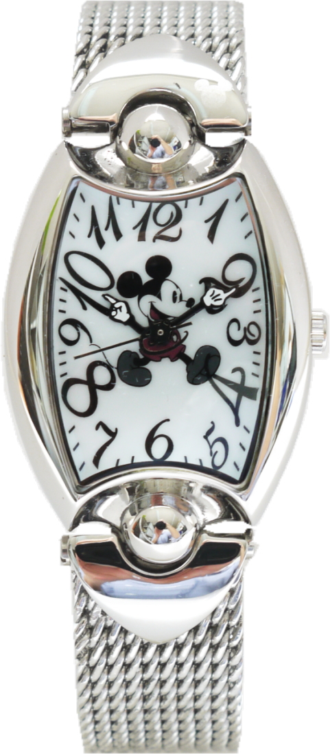 文字盤が大きく時間も見やすいレトロ調のディズニーウオッチ ショッピング 週間売れ筋 ミッキーマウス トノー型腕時計