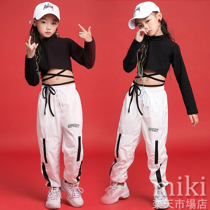 楽天市場 キッズ ダンス衣装 ヒップホップ セットアップ 子供 ダンスパンツ ダンストップス Hiphop 演出服 長袖 ジャズダンス ステージ衣装 練習着 おしゃれ ステージ衣装 ガールズ ジャッズ ヒップホップ 演出服 ダンスウェア ジュニア Jazz Dj オシャレ Miki 楽天市場店