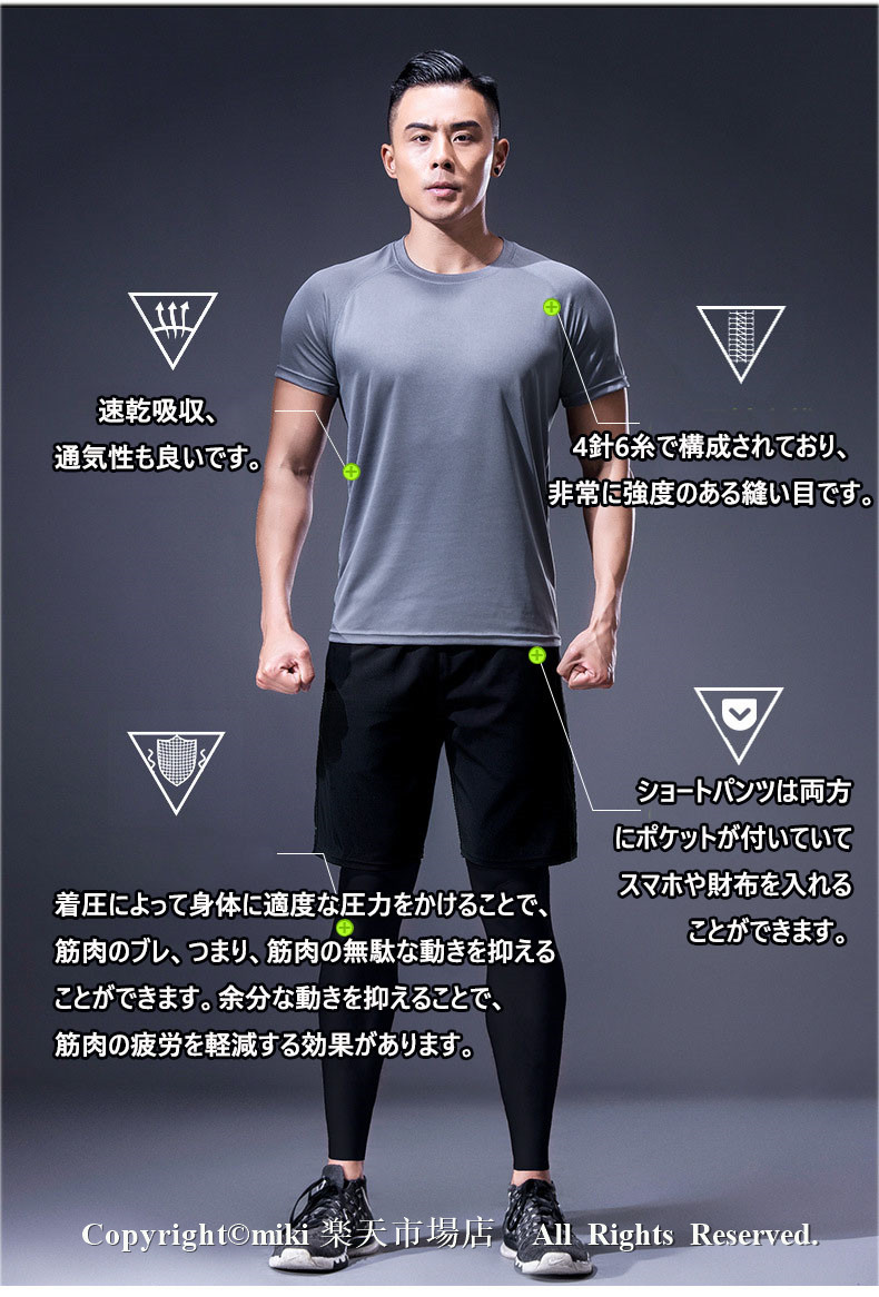 【楽天市場】メンズ コンプレッションウェア 5点セット 半袖シャツ