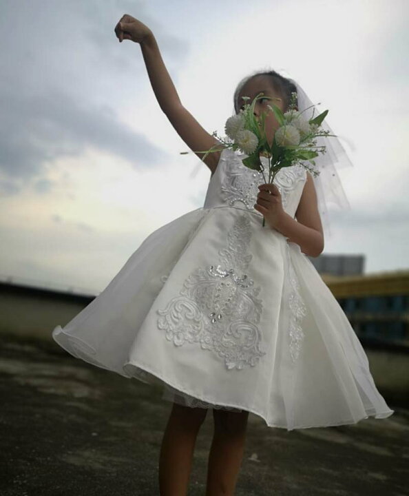 楽天市場】子供ドレス ホワイト ベビードレス 結婚式 白 半袖 リトル 