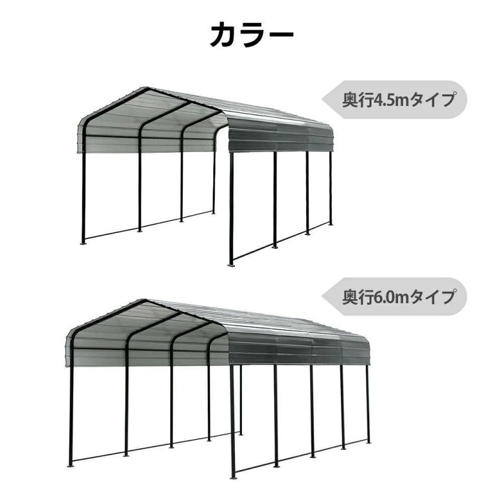 楽天市場】カーポート ガレージ 車庫 倉庫 奥4.5m×幅3m×高さ2.6m 奥6m 