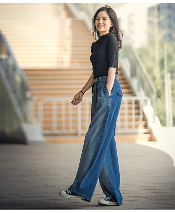 MeipingQu] フレア レディース フレアパンツ デニムパンツ ロングパンツ ズボン ハイウエスト デニム カットオフ スー MeipingQu]  デニム パンツ ストレート ｇパン ジーンズ ワイド ハイ ウエスト ゆったり カジュアル おしゃれ ルーズ MeipingQu] ワイドパンツ ... [MeipingQu] フレア レディース フレアパンツ デニムパンツ ロングパンツ ズボン ハイウエスト デニム カットオフ スー