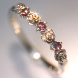 薔薇モチーフ 天然アレキサンドライト 10K 18K ハーフエタニティ リング・ミリアン・ローズ K10 10金 K18 18金 ホワイトゴールド ピンクゴールド イエローゴールド ピンキーリング 日本製