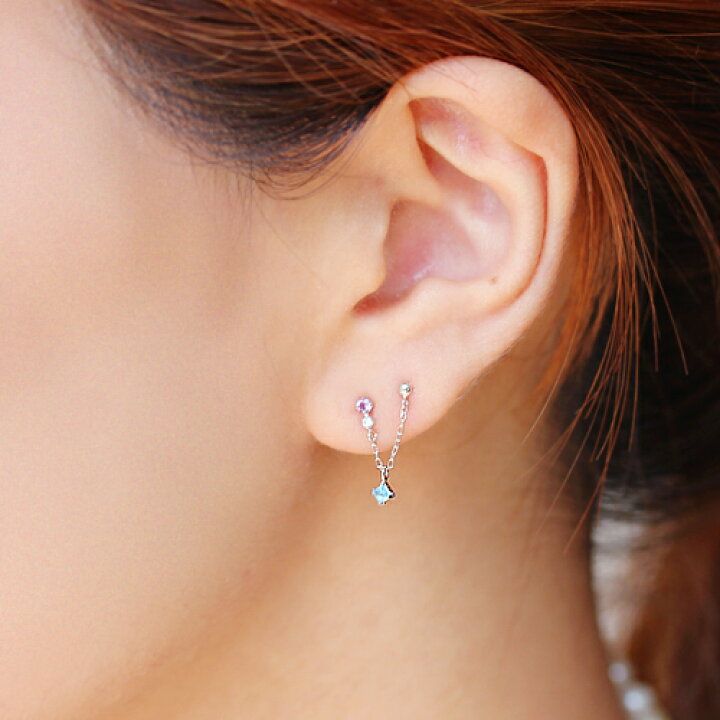 楽天市場 あす楽対応 片耳用 K10 天然石 2つ穴 片耳ピアス ホワイトゴールド ピンクゴールド アンサンブルピアス ウィラディ 2ホールピアス レディース 2つ穴用ピアス 10k 10金 ピンクトルマリン ブル Cafe Fragrant Olive