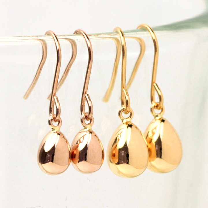楽天市場 ピアス 18k レディース エッグディール 小サイズ ピンクゴールド ホワイトゴールド イエローゴールド K18 18金 シンプル 地金ピアス たまご 卵型 玉子 タマゴモチーフ フックピアス 大人気 かわいい 揺れるピアス しずく 雫 ドロップ ブランド Cafe