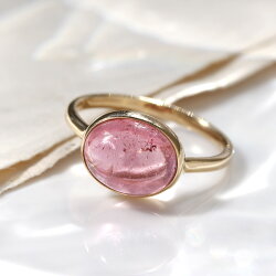 楽天市場 数量限定 桜色 ピンクトルマリン 大粒リング ハウ 10k イエローゴールドリング レディース 指輪 カラーストーンリング ボリュームリング ファッションリング 大ぶり デザインリング カボションカット 10月誕生石 ジュエリー ブランド 一粒リング 宝石