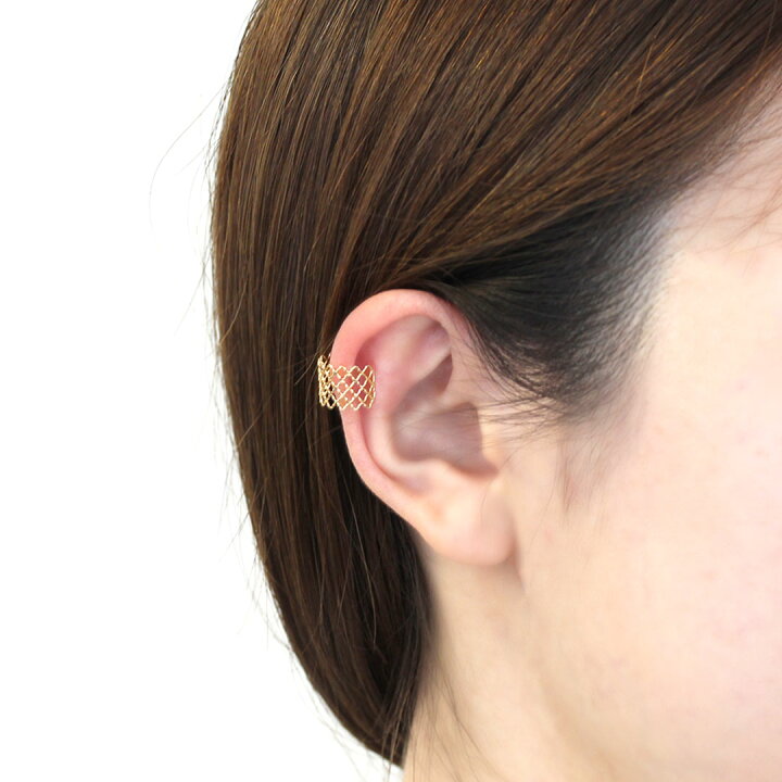 楽天市場 あす楽対応 K10 ゴールド イヤーカフ シュアーナ 片耳 地金 10k 10金 重ね付け 透かし レース メッシュ 網目 イヤカフ キラキラ 華奢 シンプル デザイン 人気 おしゃれ ブランド ジュエリー 大人かわいい 誕生日プレゼント 女性 取れにくい イヤリング