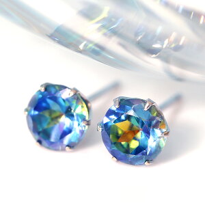 【3日以内出荷】カシオペアブルートパーズ 14K ホワイトゴールド スタッド ピアス ・シェルブール K14 14金 【次回入荷より値上げ】