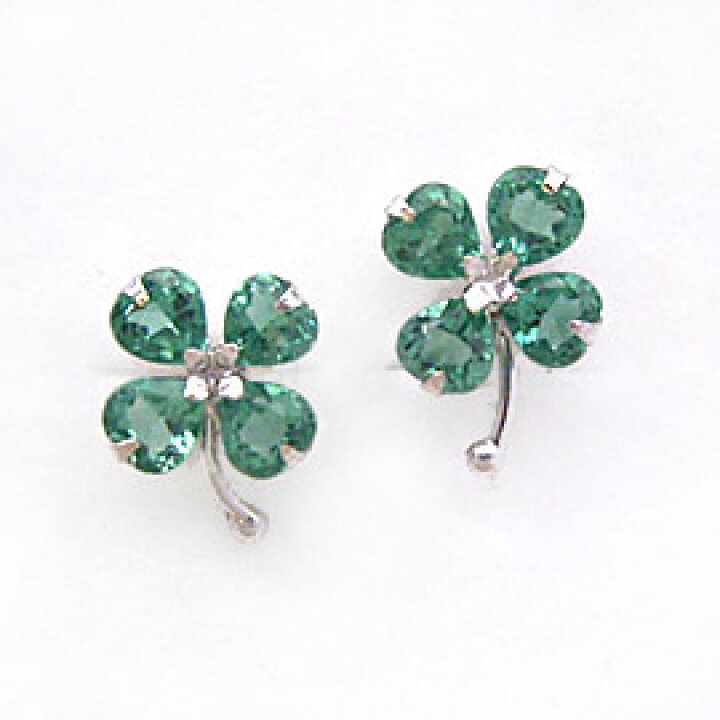 楽天市場 ピアス レディース 14k グリーンクオーツ ホワイトゴールド クローバー 華奢 シンプル 可愛いピアス ジュエリー K14 14金 スタッド ピアス 四葉 四つ葉のクローバーモチーフ ブランド 宝石 天然石 Cafe Fragrant Olive