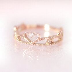 楽天市場 18金 ダイヤモンド ピンクゴールドリング 指輪 プリエール ピンキーリング対応 プリンセスのティアラ 王冠 クラウン 姫 ハート かわいい 小指の指輪 人気 レディース 18k K18 誕生日プレゼント 女性 ファランジリング Cafe Fragrant Olive