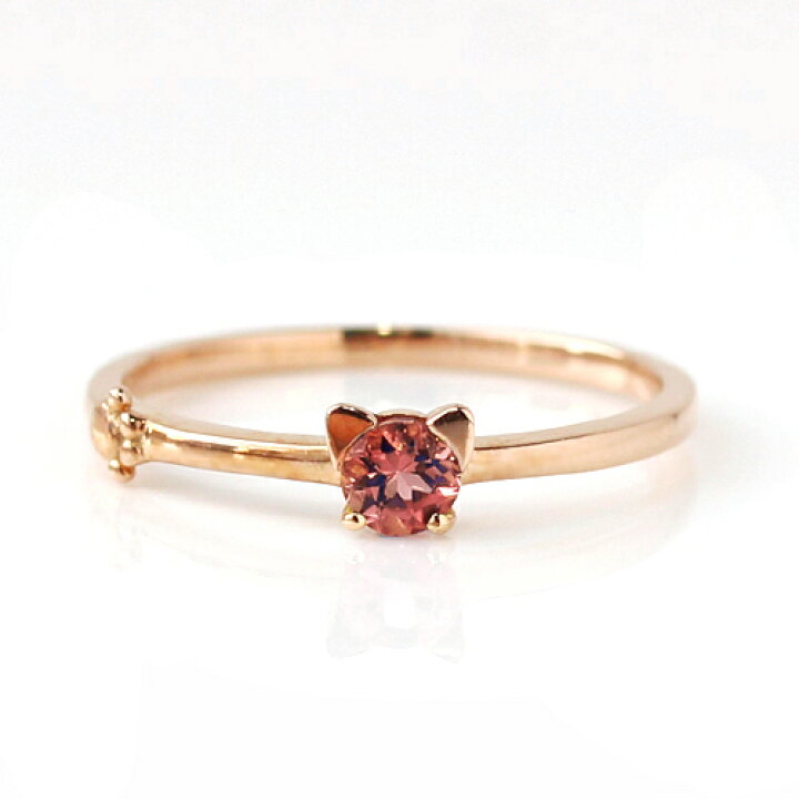 楽天市場】猫モチーフ カラーストーン K18カラーゴールド リング  