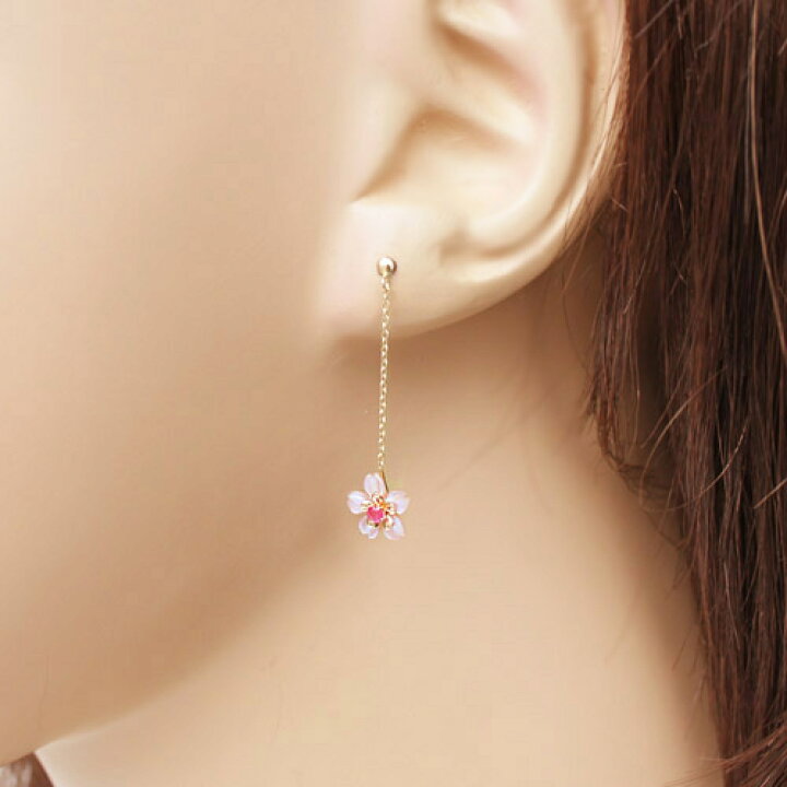 楽天市場】【3日以内出荷】18K 桜 アメリカンピアス レディース ルビー 