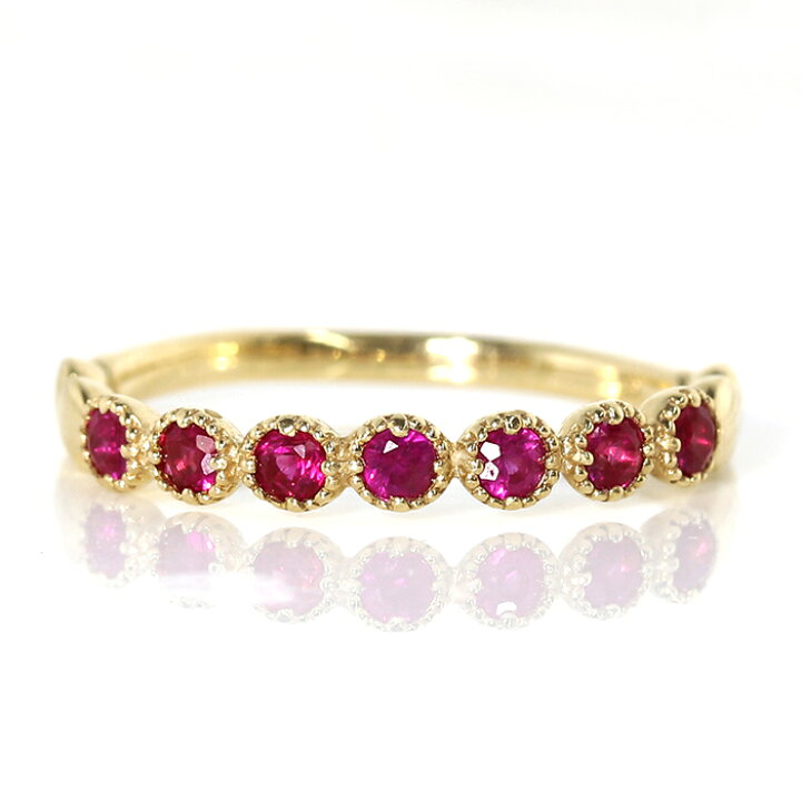 楽天市場】ルビー K18 ゴールド ハーフエタニティリング・ローズロッサ  