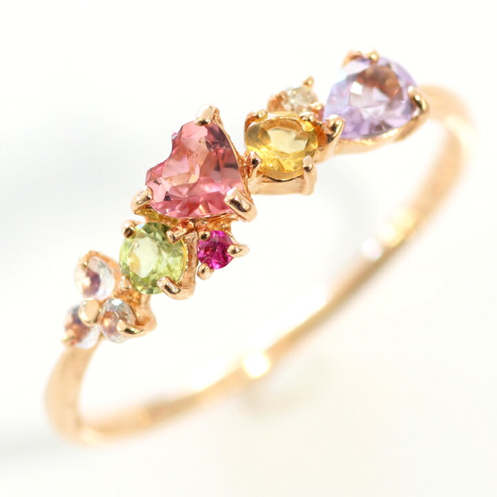 楽天市場】マルチカラーストーン K18 K10 カラーゴールドリング  