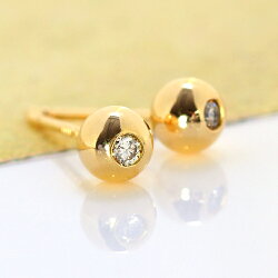 セカンドピアス軸太0.8mm長さ12mm18Kレディース0.04ctダイヤモンドゴールド・モアソスタンツァ18金地金シンプルポストが太いポストが長いピアスホール安定誕生日プレゼント女性可愛いピアス福耳おすすめ人気
