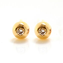 セカンドピアス軸太0.8mm長さ12mm18Kレディース0.04ctダイヤモンドゴールド・モアソスタンツァ18金地金シンプルポストが太いポストが長いピアスホール安定誕生日プレゼント女性可愛いピアス福耳おすすめ人気