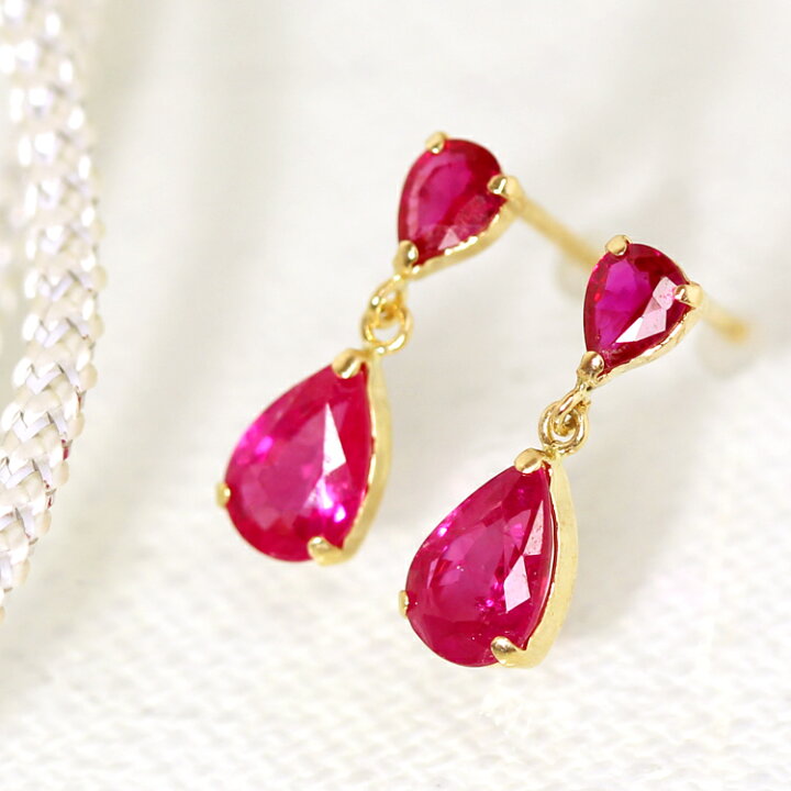 楽天市場】【3日以内出荷】 高品質ルビー 10K 18K ゴールド スタッド  