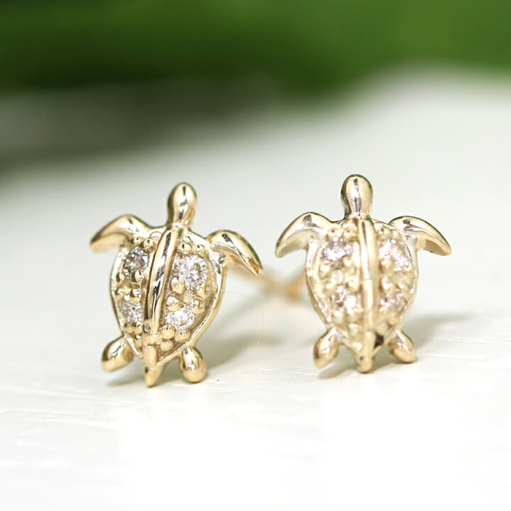 楽天市場】【3日以内出荷】亀 モチーフ ダイヤモンド 18K ゴールド 