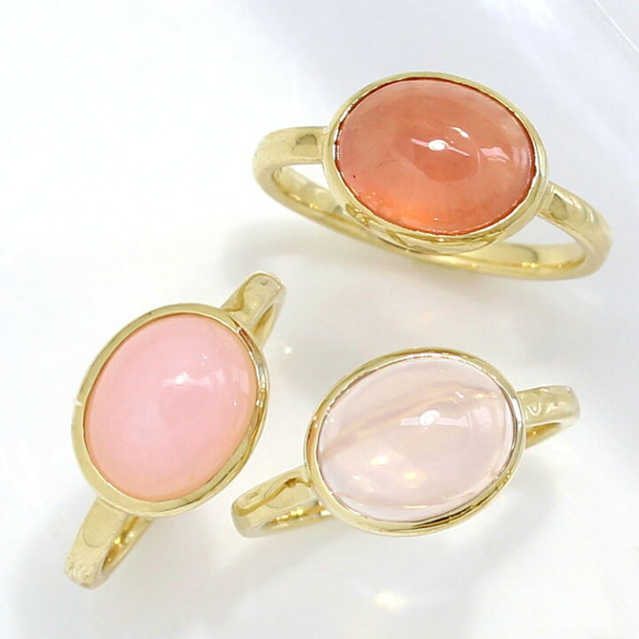 楽天市場】ローズクォーツ カボションカット 大粒リング「ハウ」10K  