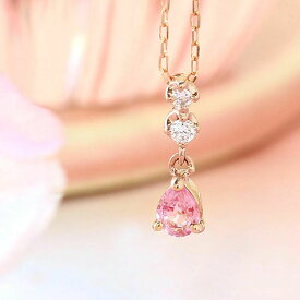 【数量限定】桜色サファイア ダイヤモンド K10 ピンクゴールド ネックレス・ハナ 【3日以内出荷】