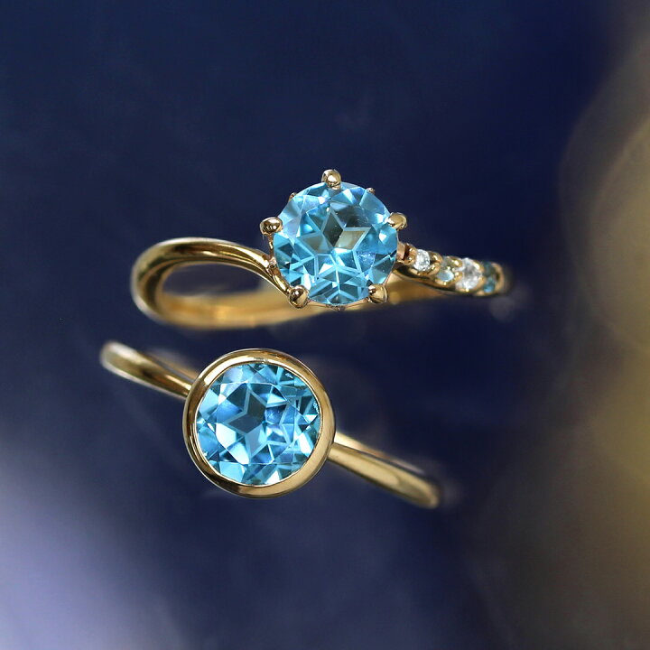 楽天市場】スターインカット スイスブルートパーズ リング 指輪 10K  