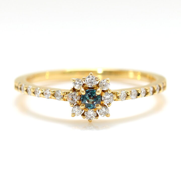 楽天市場】天然アレキサンドライト ダイヤモンド K18 イエローゴールド  