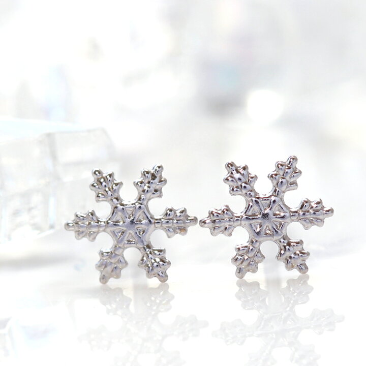 楽天市場】18K K18 18金 ピアス 雪の結晶【3日以内出荷】ホワイト  