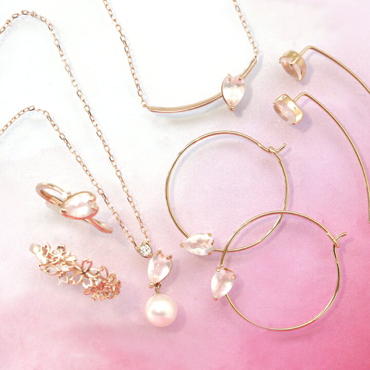 楽天市場】桜の花びら ネックレス 18K レディース ローズクォーツ 