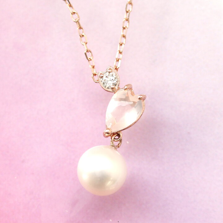 楽天市場】桜の花びら ネックレス 18K レディース ローズクォーツ 