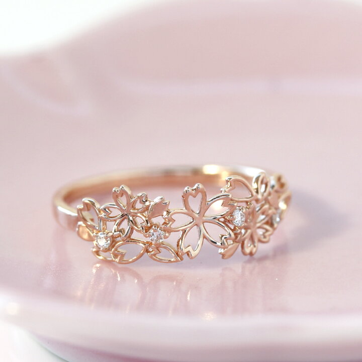 楽天市場 クーポンで最大1万円off 桜 リング レディース ダイヤモンド リング 指輪 セレッソ さくら サクラ 花びら 大人かわいい 人気 桜の リング アクセサリー ジュエリー 誕生日プレゼント 女性 春 ファッションリング ゴールド 10k K10 Cafe Fragrant Olive