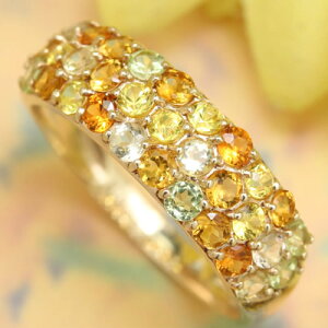 パヴェリング 10K イエローサファイア カラーストーン ゴールドリング レディース 指輪・ヒマワリ ひまわり 向日葵色 ファッションリング K10 10金 ピンクゴールド ホワイトゴールド 黄色 可