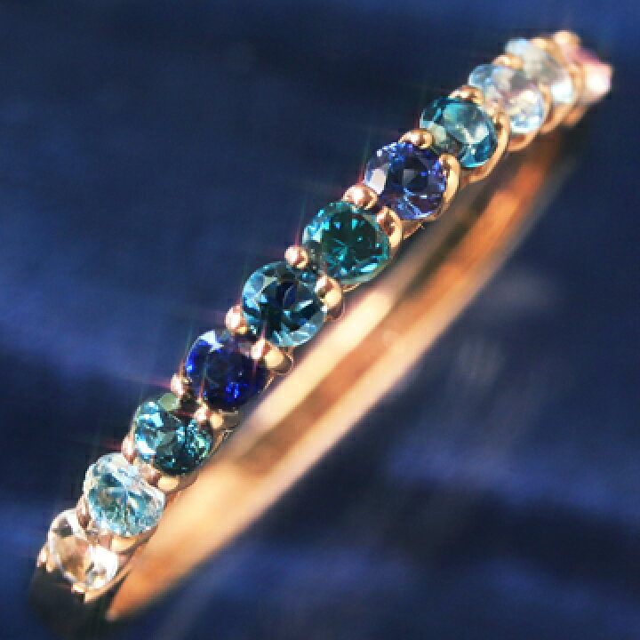 楽天市場】18K ブルーダイヤモンド 18金 ゴールドリング レディース  