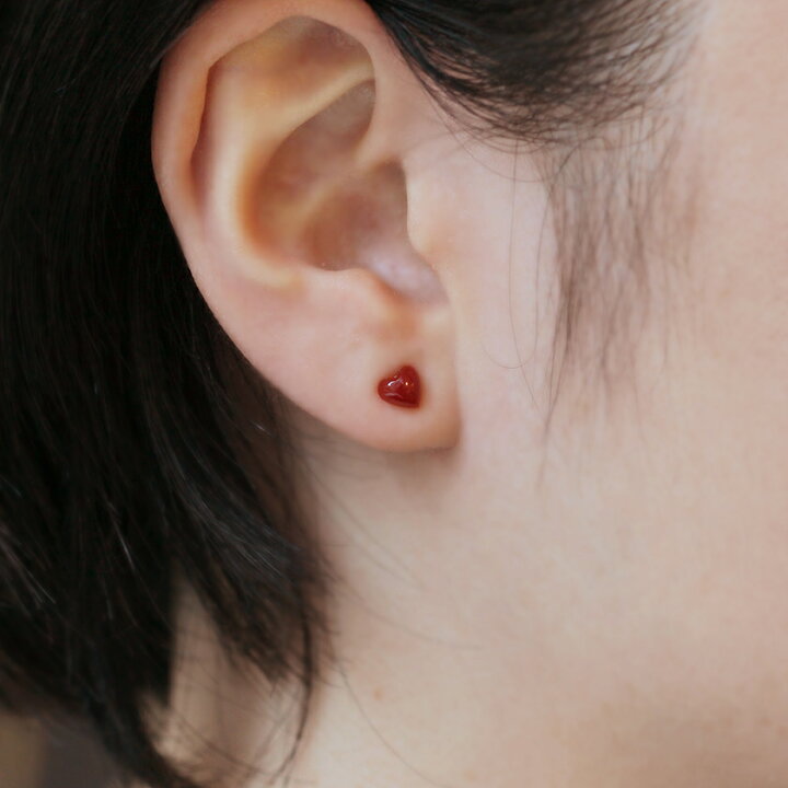楽天市場】血赤珊瑚 ピアス ハート 18K ゴールド・ラブアル 赤サンゴ  