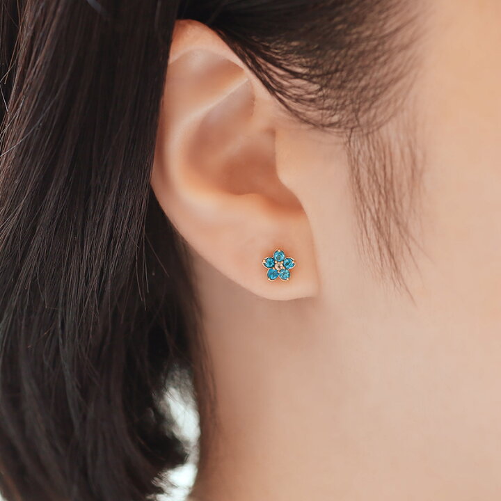 楽天市場】【3日以内出荷】【片耳】ネモフィラ ピアス 10K 18K 