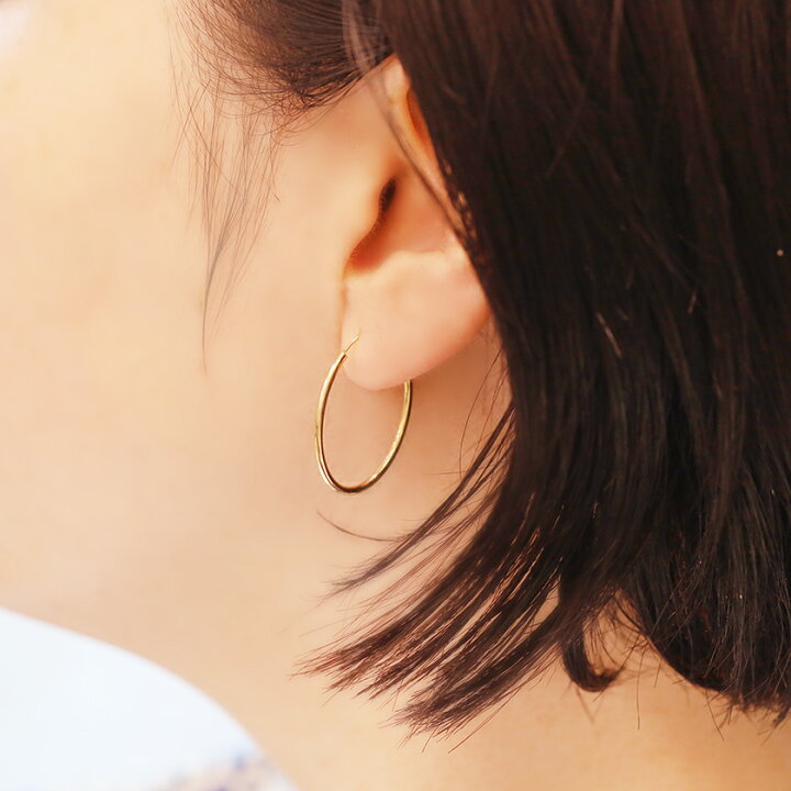 楽天市場】K18イエローゴールド フープピアス・エシュレー【15mm】 18K  