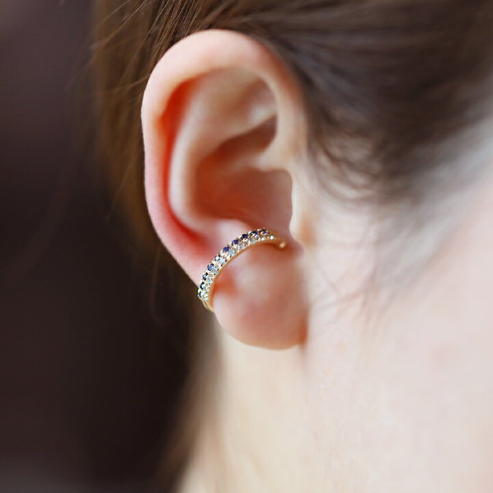 楽天市場 あす楽対応 選べる誕生石 K10イエローゴールド イヤーカフ ジュリエ 片耳 エタニティデザイン 重ね付け 10k 10金 華奢 人気 おしゃれ ブランド ジュエリー 大人かわいい プレゼント 痛くない 取れにくい イヤリング ルビー タンザナイト ブルームーン