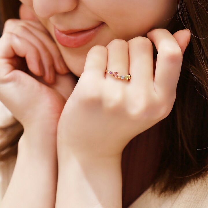 K18 Wg 11 5号 ファッション マルチカラーストーン リング 大勧め マルチカラーストーン