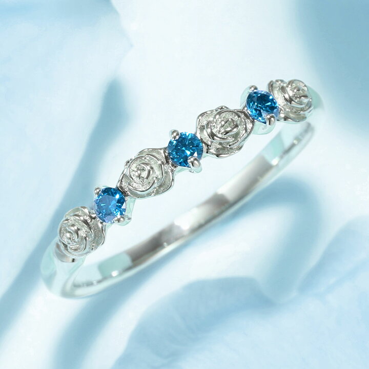 楽天市場】薔薇モチーフ ブルーダイヤモンド 10K 18K カラーゴールド 