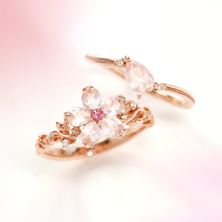 楽天市場】桜の花びら ローズクォーツ ダイヤモンド K10 K18 カラー 