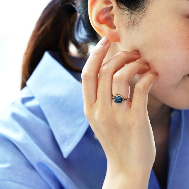 楽天市場】ロンドンブルートパーズ カボションカット 大粒リング「ハウ  