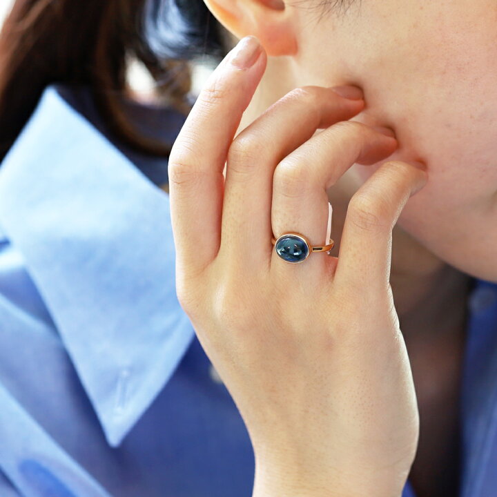 楽天市場】ロンドンブルートパーズ カボションカット 大粒リング「ハウ  