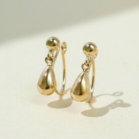 【3日以内出荷】 ペアシェイプ K18 イエローゴールド クリップイヤリング・ヴァレンティー 18K 18金 日本製 【次回入荷より値上げ】