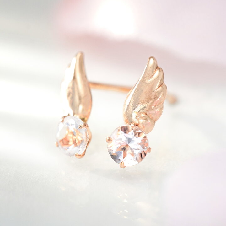 天使』エンジェルモチーフピアス 10金 ピアス 天使の羽根とリング 